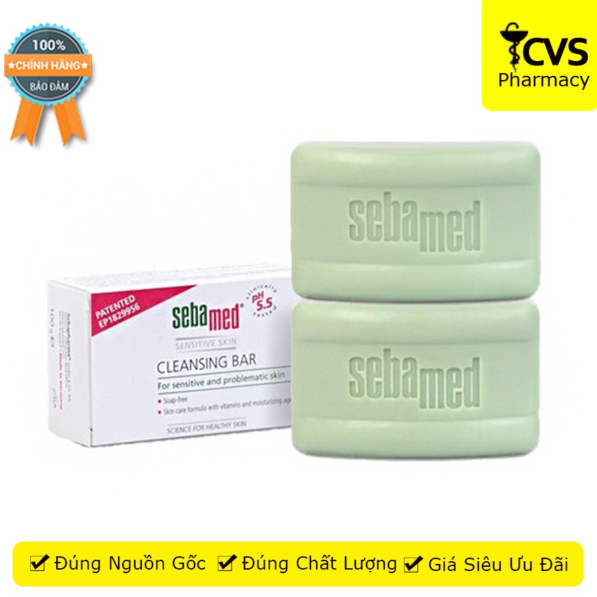 Xà Phòng Làm Sạch Kháng Khuẩn Ngừa Viêm Sebamed Sensitive Skin Cleansing Bar Ph5.5 Từ Đức Bánh 100Gr - cvspharmacy