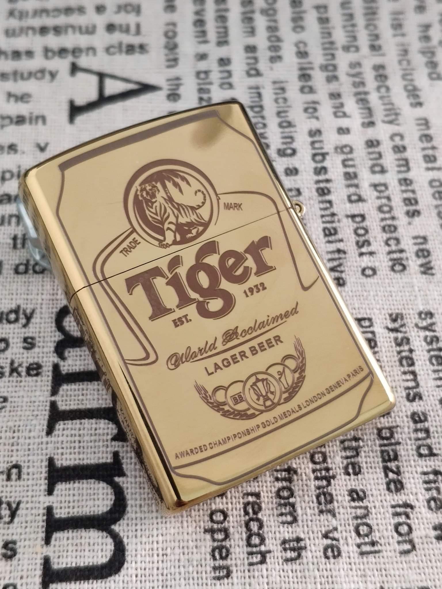 Vỏ Bật Lửa Zippo Khắc Laze Hình Chai Bia Tiger