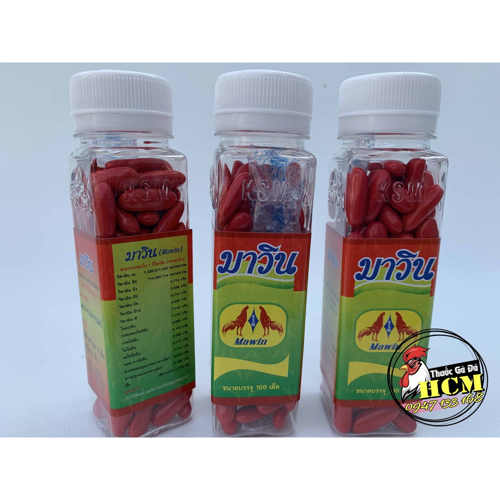 Thuốc Nuôi Gà Đá Thái Lan MaWin  Giúp Cung Cấp Vitamin Dưỡng Chất - 1 Hộp 100 Viên
