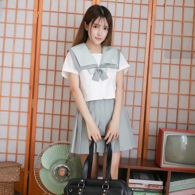 Set váy seifuku xanh nhạt học sinh