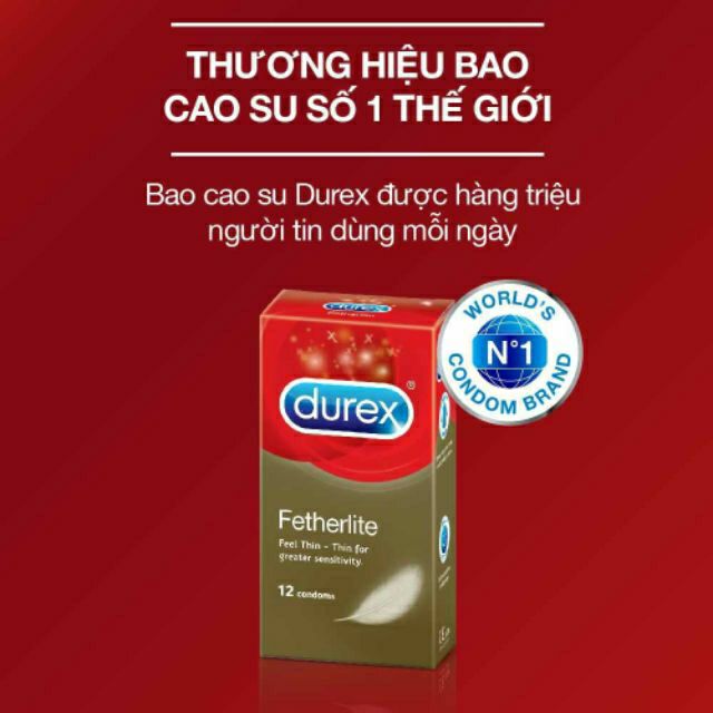 Bao cao su Durex Fertherlite  siêu mỏng  hộp 12 cái