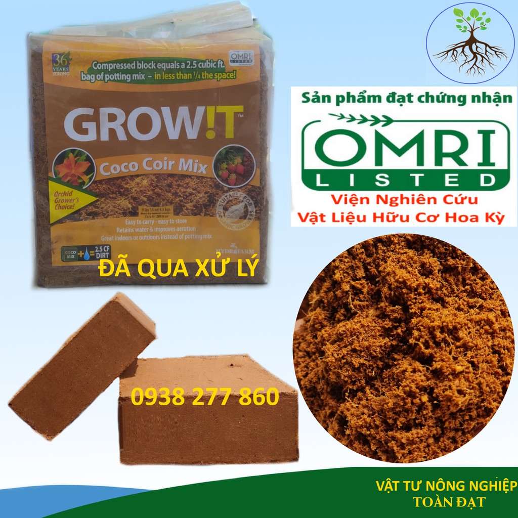 Mụn xơ dừa GORW!T CoCo Coir Mix - Grow !T Hàng xuất khẩu Châu Âu, Mỹ, Canada - Giá thể trồng cây