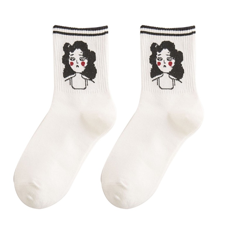 Xiangbao Vớ Cotton Có Gân Kiểu Hoạt Hình Harajuku Cá Tính Cho Nữ