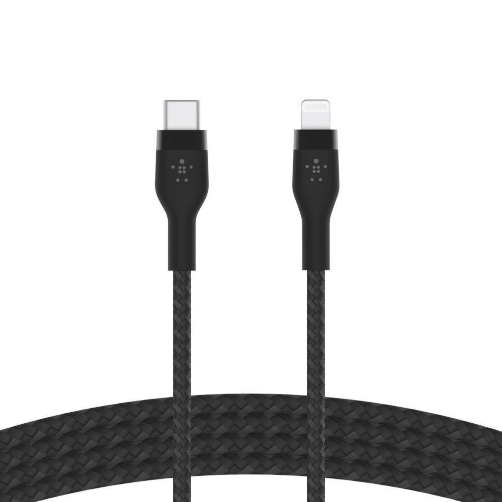 Cáp sạc USB Type C - Lightning BOOSTCHARGE PRO Flex Belkin vỏ silicone bọc dù 60W - Bảo hành 5 năm - CAA011bt