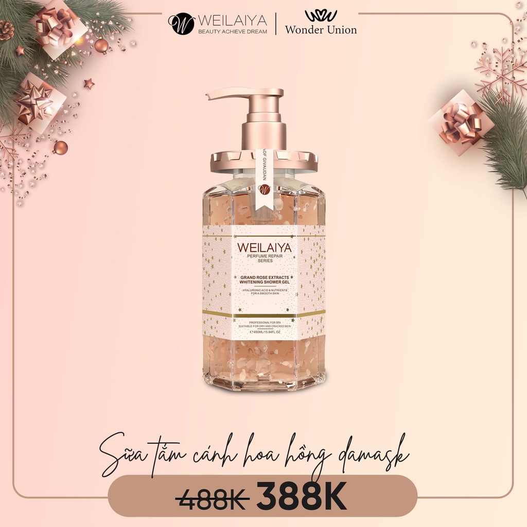 Sữa tắm trắng da cánh hoa hồng DAMASK WEILAIYA GRAND ROSE EXTRACTS WHITENING SHOWER GEL 450ml