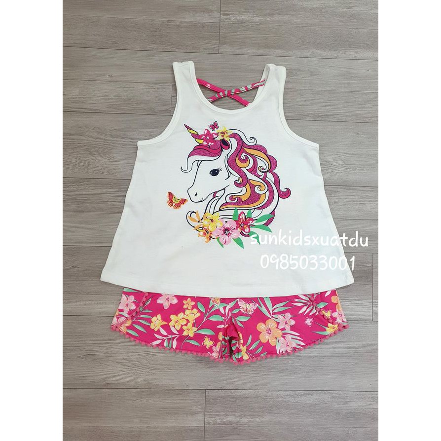 Bộ bé gái ngựa Pony quần hoa