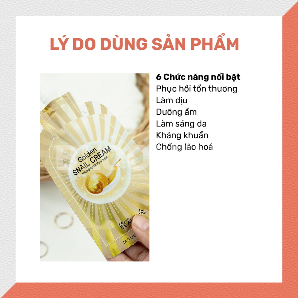 Kem dưỡng da ốc sên BEAUSTA Golden Snail Cream giúp dưỡng ẩm và phục hồi da mặt 15ml