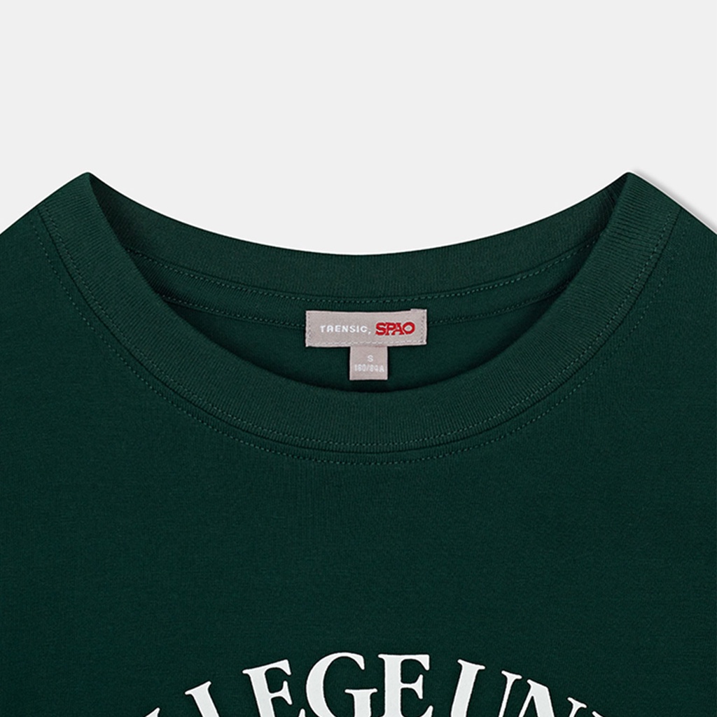 Áo thun ngắn tay SPAO cổ tròn Unisex chất vải cotton form rộng phong cách đường phố Hàn Quốc