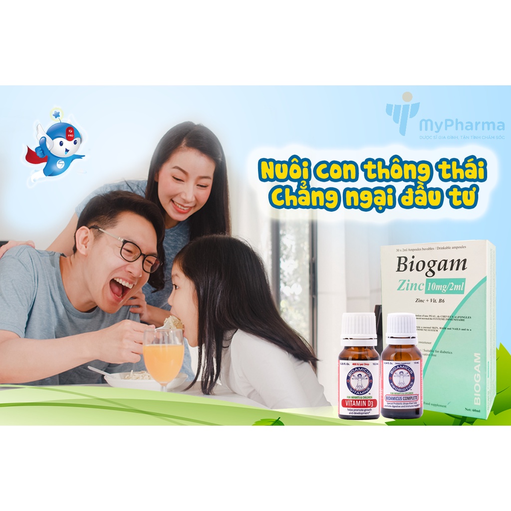 Bioamicus Vitamin D3- Tăng khả năng hấp thu canxi cho xương chắc khỏe, chống còi xương ở trẻ - lọ 10ml - 365 giọt