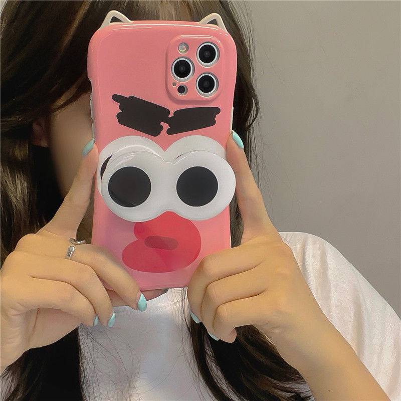Dễ Thương Ốp Điện Thoại Có Giá Đỡ Hình Lông Mày Và Mắt To Cho Iphone 11 / 12promax / 7 / 8 / Plus / Xr / X / Xs