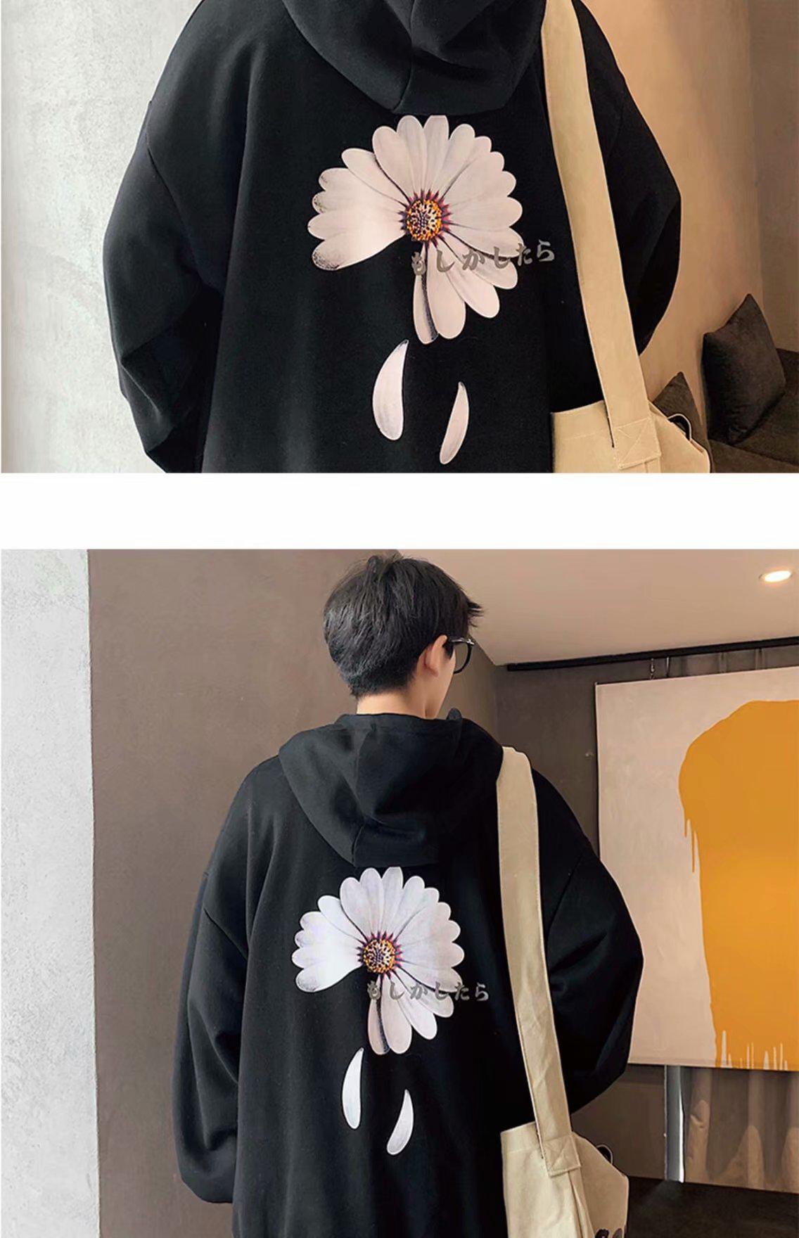 Áo hoodie dáng rộng dài tay in họa tiết hoa cúc thời trang Nhật Bản cỡ M-5XL cho nam | BigBuy360 - bigbuy360.vn