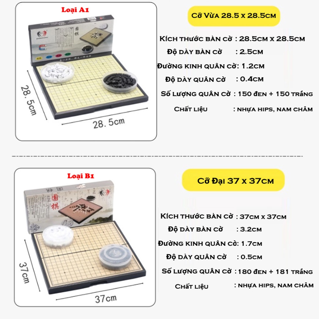 Cờ Vây Nam Châm, Trò Chơi Cờ Caro Cao Cấp, Có Bàn Là Hộp Đựng – Chọn Kích Thước Có Cỡ Siêu To 37*37Cm