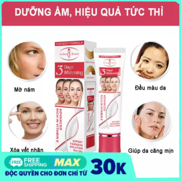 Kem Dưỡng Trắng Da, Mờ Nám Tàn Nhang Tức Thì Trong 3 Ngày 3 Days Whitening