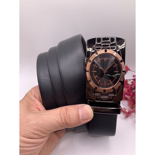 Thắt lưng da cao cấp - Dây nịt mặt khóa đồng hô tròn - cực cá tình và sang chảnh new