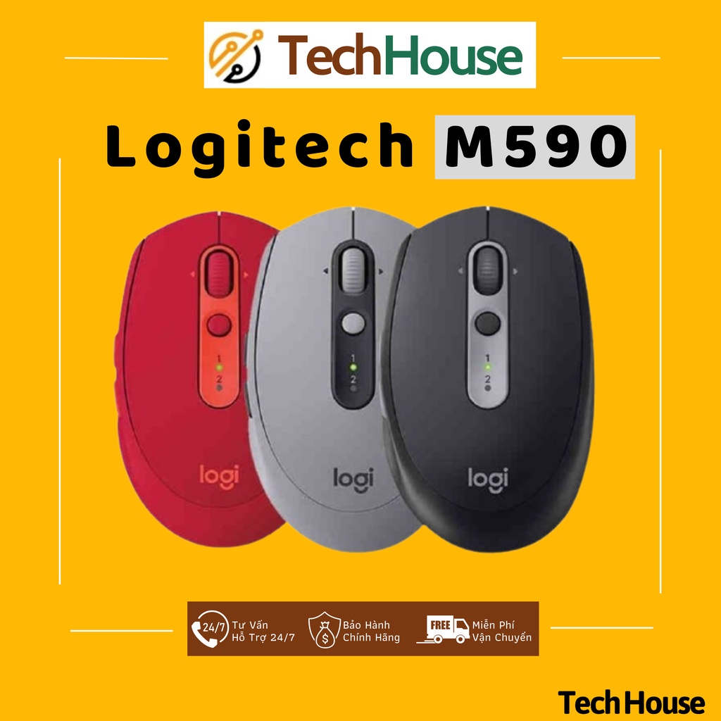 Chuột Không Dây Bluetooth Logitech M590 Silent hỗ trợ 2 thiết bị cùng lúc - Hàng Chính Hãng Digiworld Bảo Hành 12 Tháng