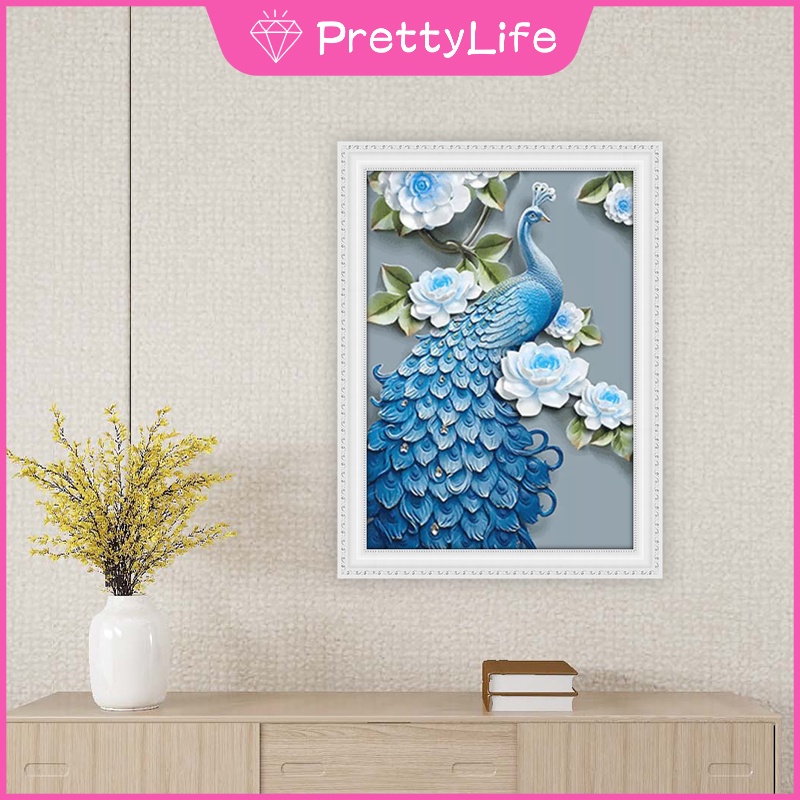 Tranh đính đá 5D tự làm hình chim công 30x40cm/40x50cm