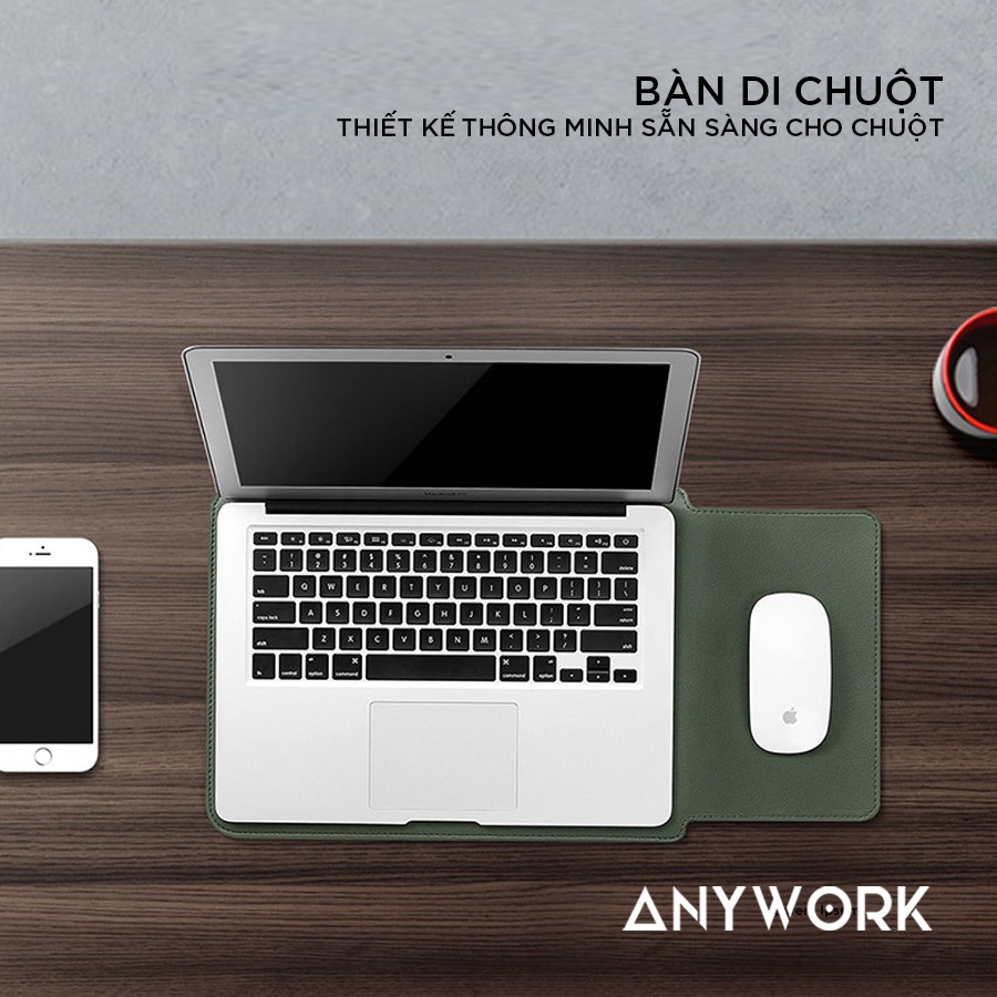 Túi da cao cấp BUBM cho Macbook Air, Macbook Pro, Surface các loại Laptop 13.3 inch |Chống nước| Bàn di chuột| ANYWORK