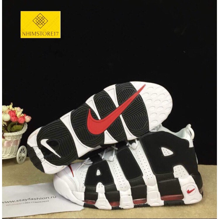 (Full Box) Giày Thể Thao Nike Air More Uptempo Trắng Chữ Đen