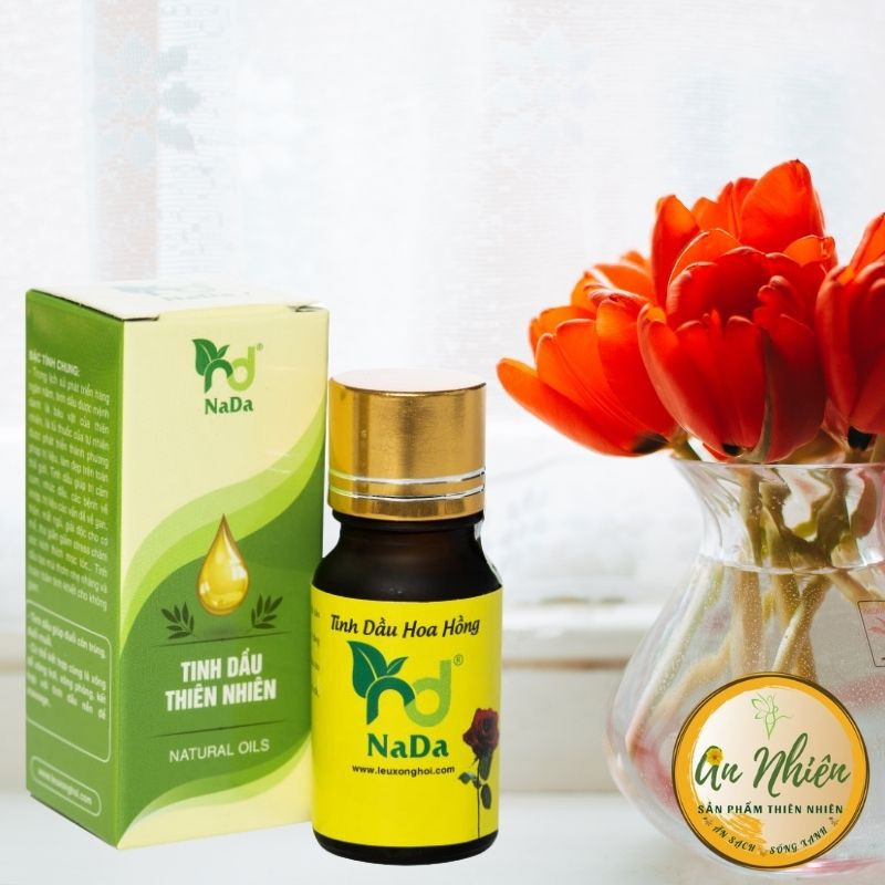 Tinh dầu hoa hồng nguyên chất Nada 10ml | Giúp thư giãn tâm lý, giảm trầm cảm, chữa mất ngủ...