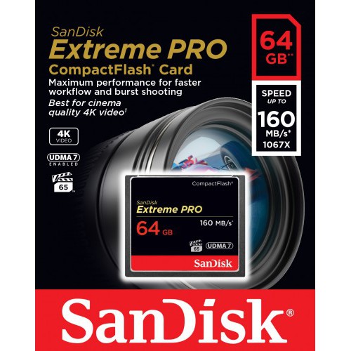 Thẻ nhớ CF SanDisk Extreme Pro 1067x - 64GB - 160MB/s - Bảo hành 5 năm