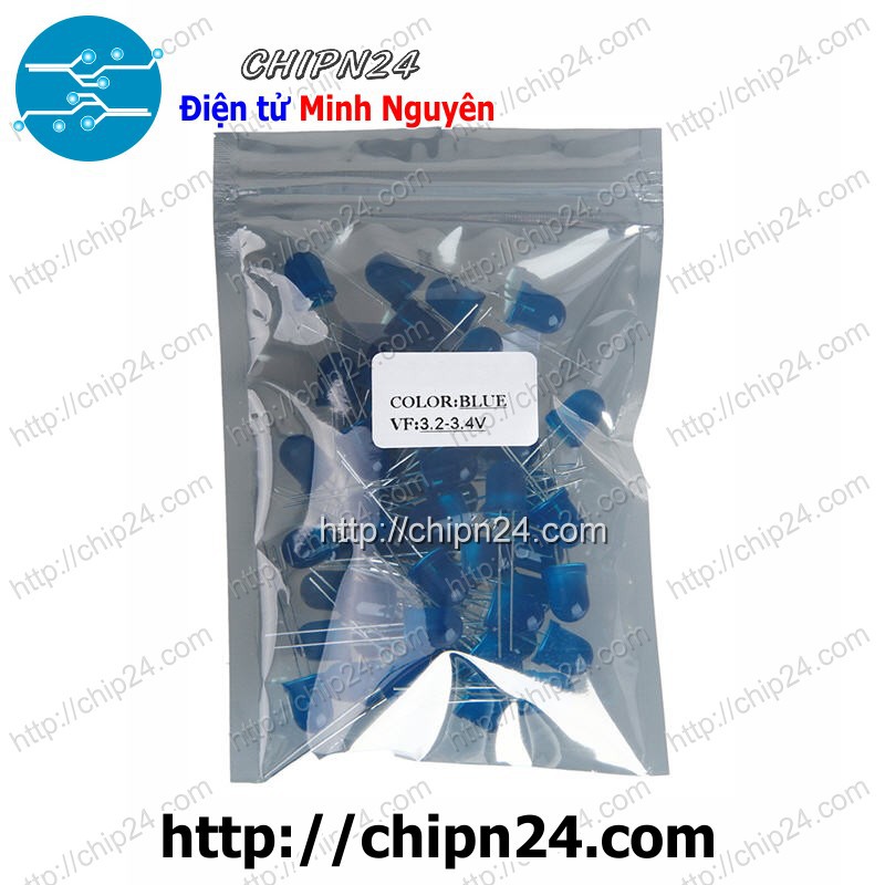 [10 CON] (TK1) Led 8mm Vỏ đục ra XANH DƯƠNG