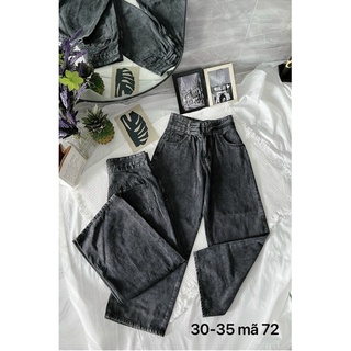 Quần jeans suông lưng cao nút kiểu bigsize 50-85kg