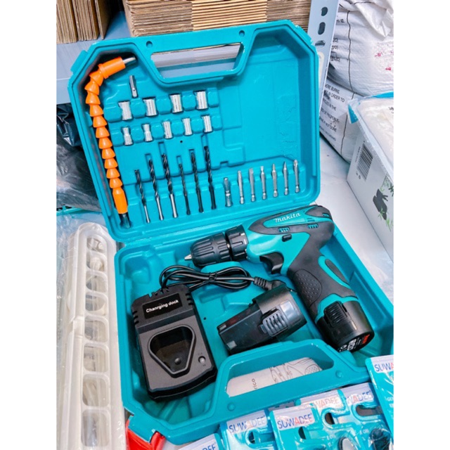 BỘ MÁY KHOAN MAKITA 2 PIN SẠC KÈM NHIỀU ĐẦU VẶN