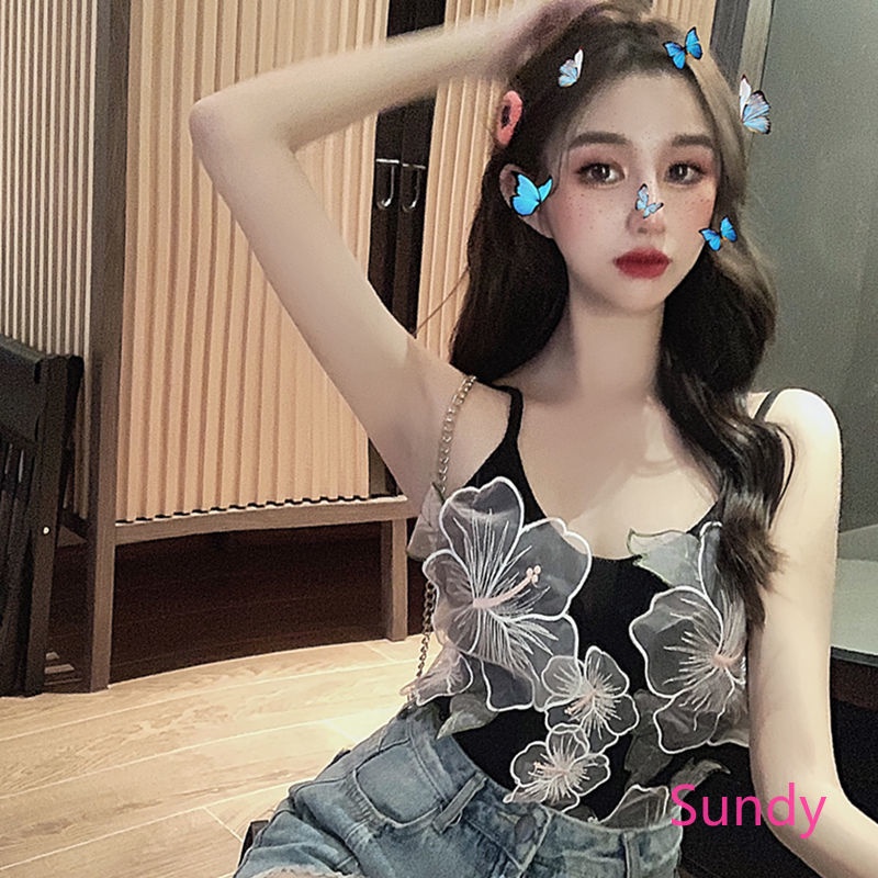 Áo Dệt Kim Hai Dây Họa Tiết Hoa Thời Trang Mùa Thu Cho Nữ