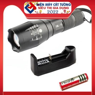 Đèn Pin Siêu Sáng Cầm Tay Ultrafire XML-T6 (Đen) + Pin sạc 18650 + Bộ Sạc Pin
