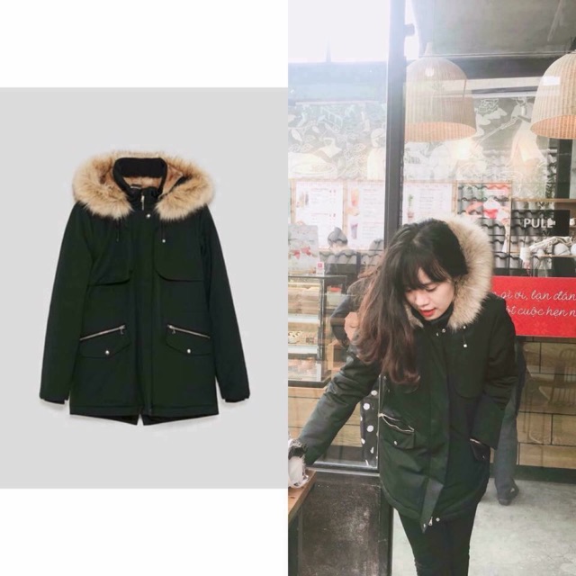 Parka zara lót lông