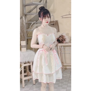 đầm cup ngực xoè nơ tiểu thư