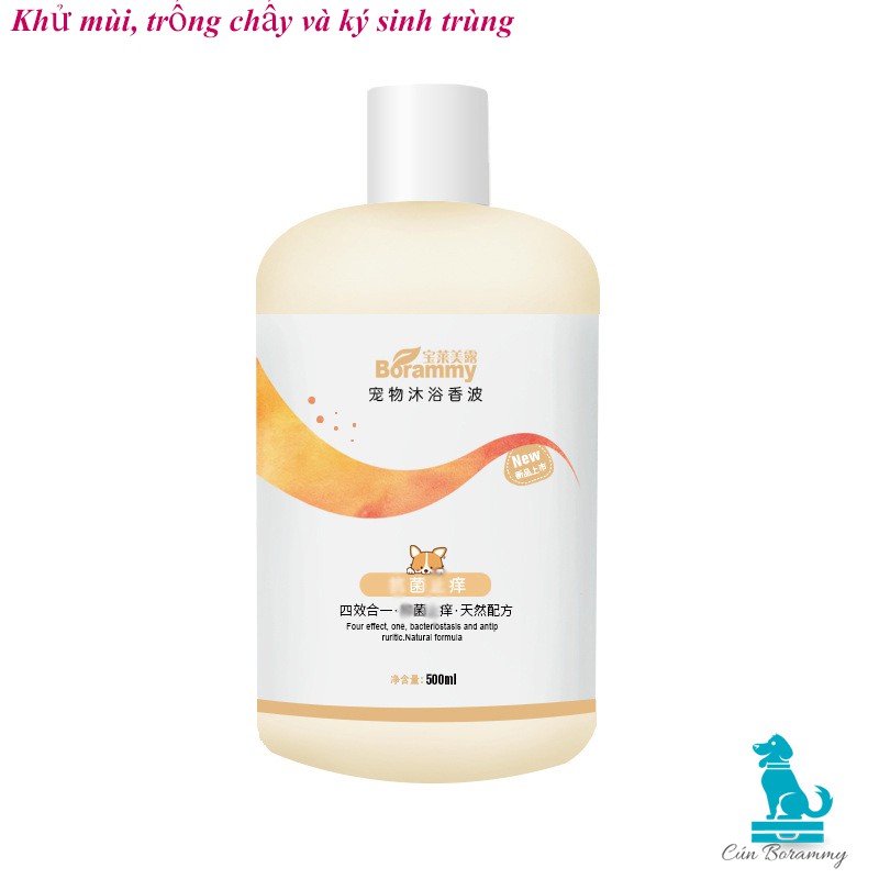 Sữa tắm cho chó mèo BORAMMY dưỡng chất hoa hồng nuôi dưỡng lông loại 500ml  (trợ giá găng tay tắm)