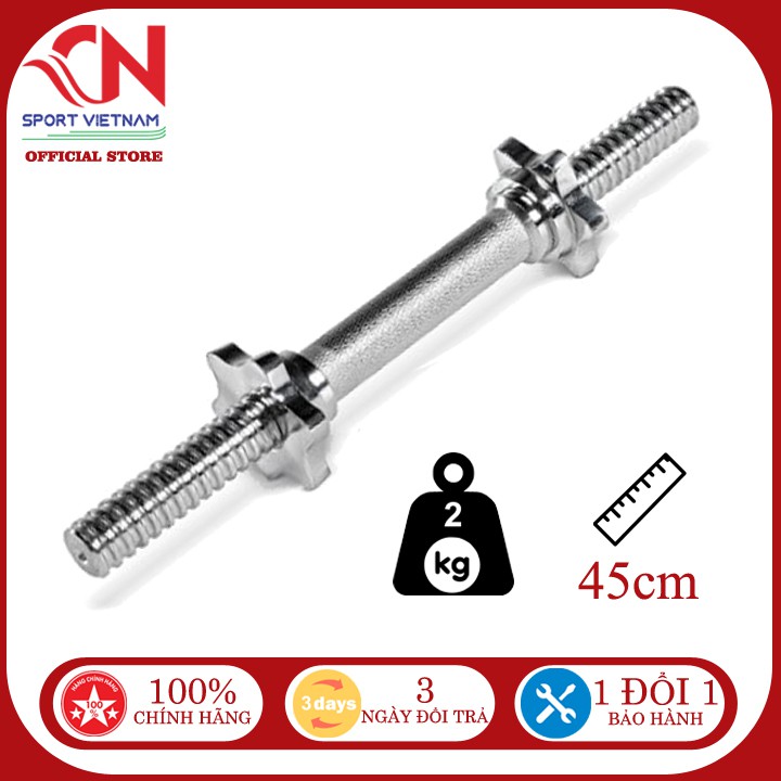 Đòn tạ tay 35cm thanh ngắn giá rẻ phi 20 mạ inox không rỉ