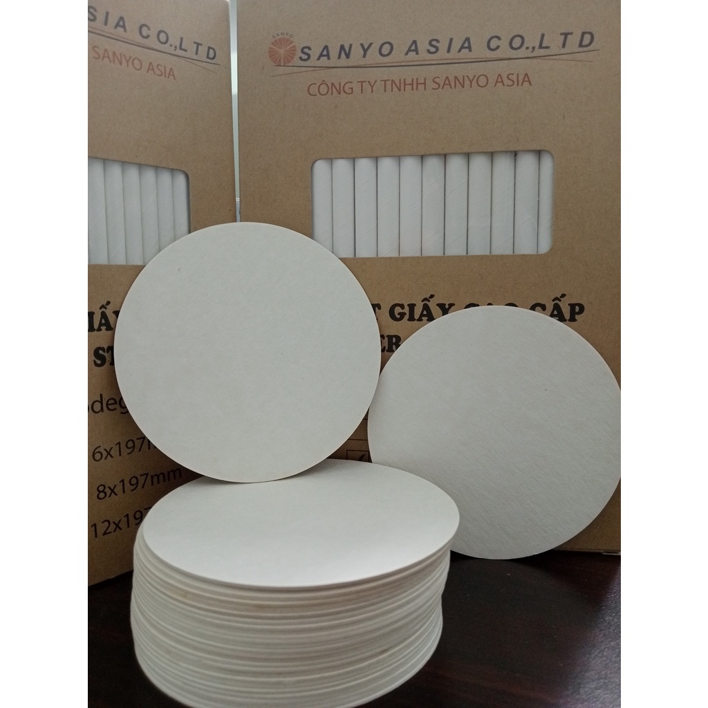 COMBO 100 ĐẾ LÓT LY GIẤY MÀU TRẮNG 9 cm DÀY 2mm