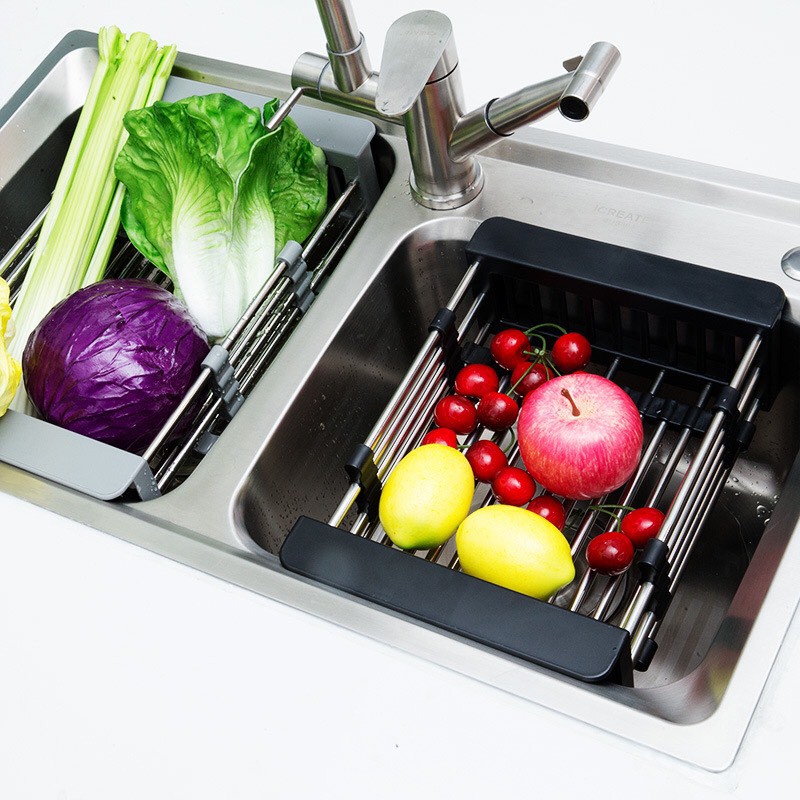 Kệ Inox Gác Bồn Rửa Chén Đa Năng Điều Chỉnh Kích Thước/ Rổ Inox 304 Đa Năng Úp Cho Chậu Rửa Bát ( SP41233144)