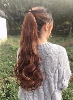 Tóc giả cột xoăn sóng dài