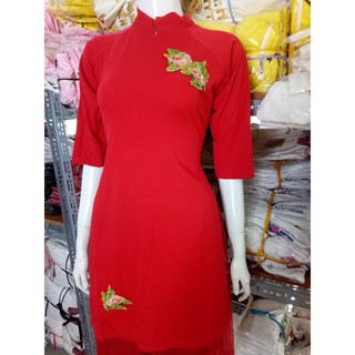 Áo dài cách tân thêu dán kèm chân váy lưới thời trang Tết 2020( kèm ảnh thật)