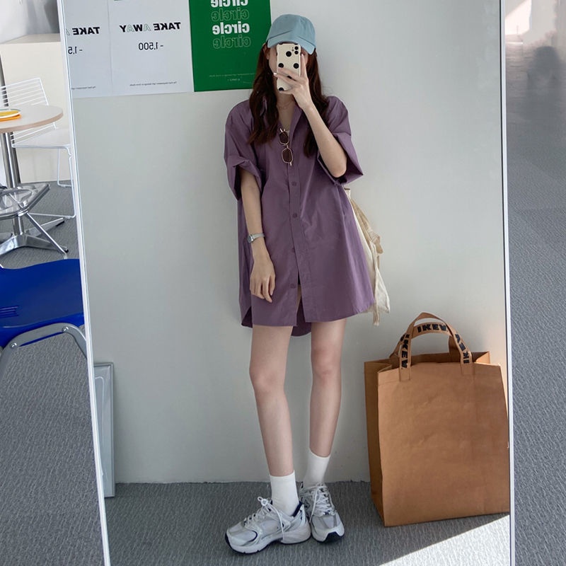 Áo sơ mi COZOK tay ngắn dáng rộng thời trang