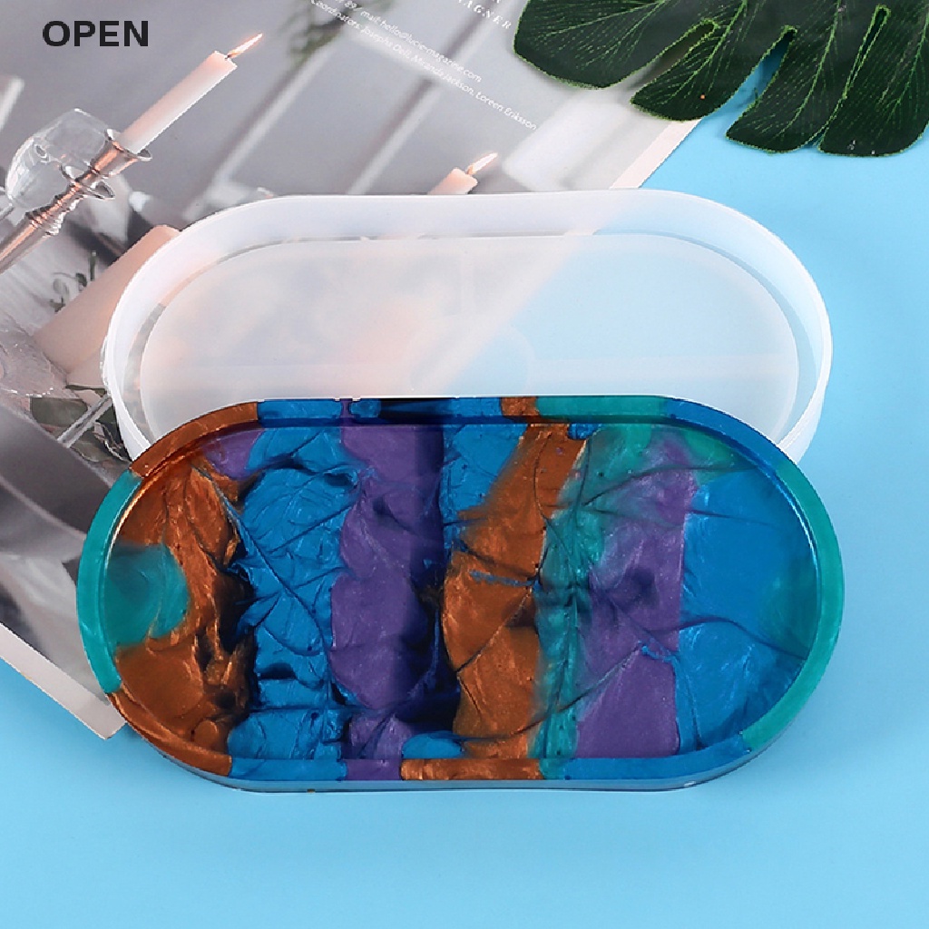 Khuôn Silicon Hình Oval Làm Đế Lót Ly Bằng Resin Epoxy / Đất Sét DIY Giá Đỡ