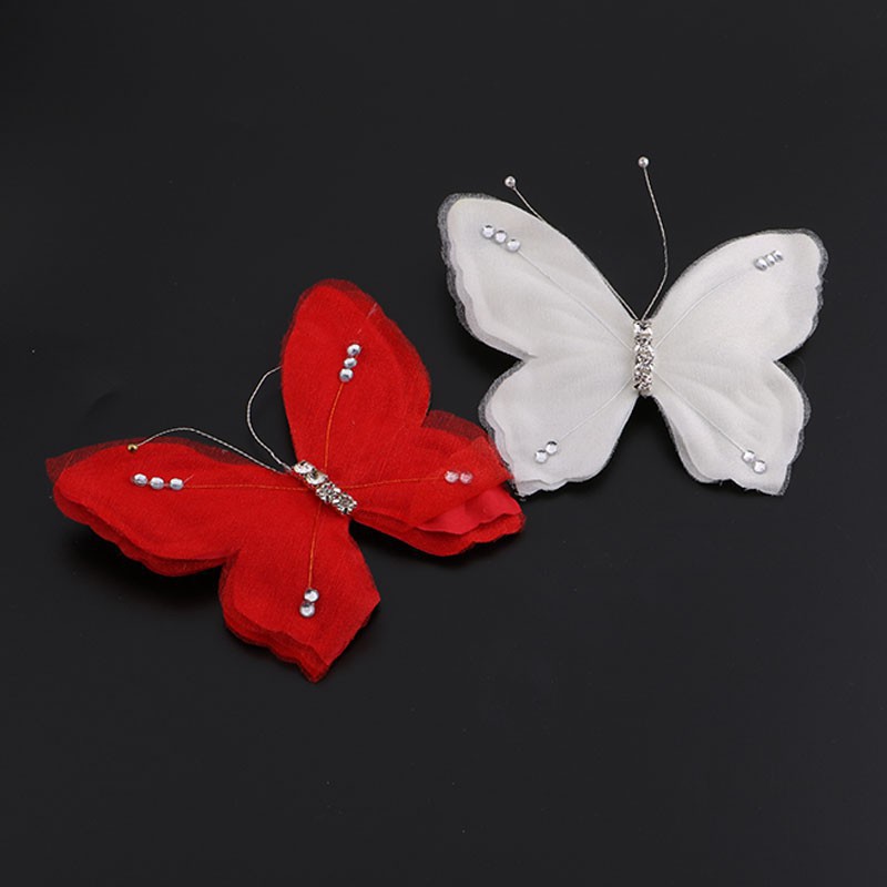 Trâm Cài Tóc Hình Bướm Bằng Ren Màu Trắng Cho Cô Dâu