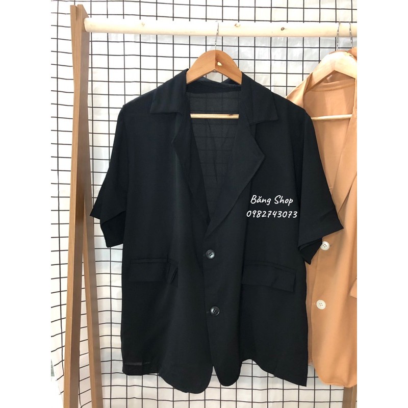 Áo vest, blazer 1 lớp cộc tay trơn, túi nắp mặc đi làm - Kết hợp váy 2 dây max xinh luôn - Freesize