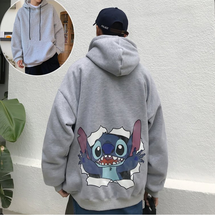 Áo Hoodie Nón Chui Trùm Đầu Nữ Nam Unisex Chất Vải Nỉ Poly Khủng Long Lưng