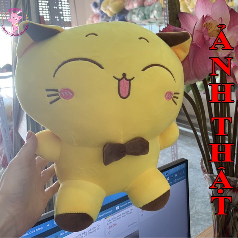 Gấu Bông Mèo Vàng Thần Tài Size 40Cm Đáng Yêu Cute Chất Liệu Vải Bông Cao Cấp Xuất Dư Siêu Thị