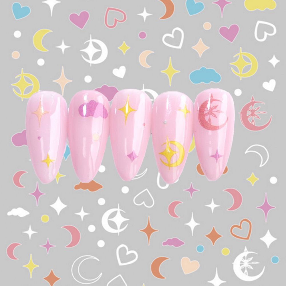 [Hàng mới về] Miếng Dán Trang Trí Móng Tay Hình Đám Mây/Ngôi Sao/Mặt Trăng 3D Thời Trang Diy