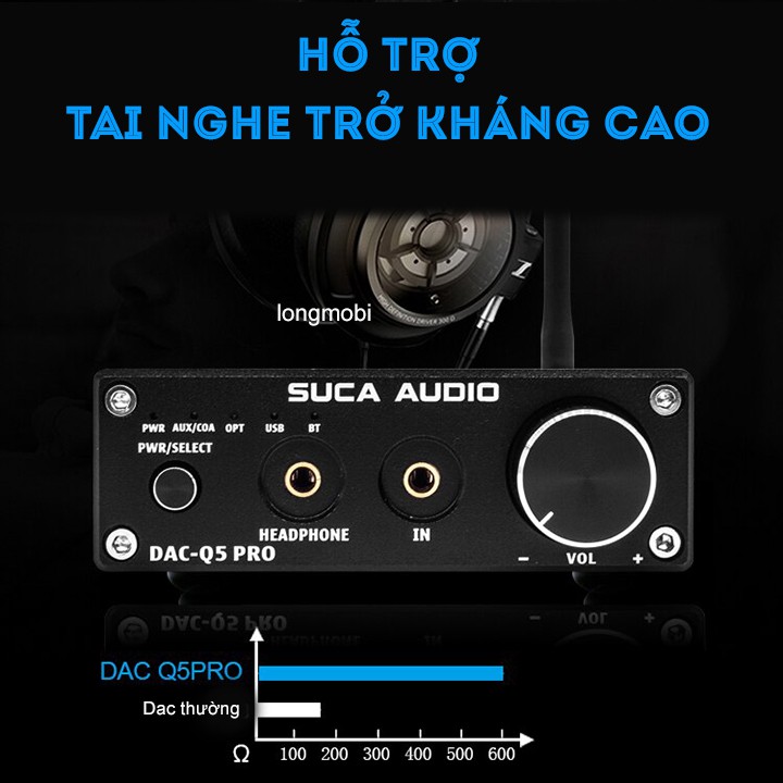Suca Dac Q5 Pro V2 aptX Đầu Giải Mã Nhạc Số Lossless 192khz/24bit Tặng Dây RCA