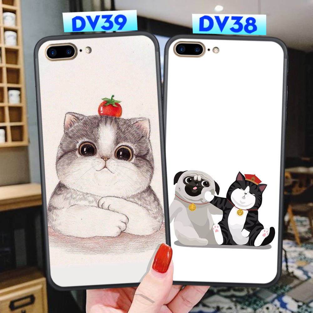 ỐP lưng điện thoại cho Iphone 7 plus - iphone 8 plus chất liệu UV in hình chó mèo cute