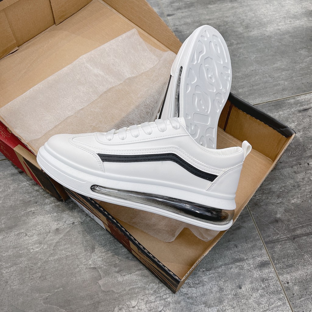 [FreeShip - Đi là sướng] Giày thể thao nam,  giày nam tăng chiều cao đế khí Trắng viền đen DQ19 | BigBuy360 - bigbuy360.vn