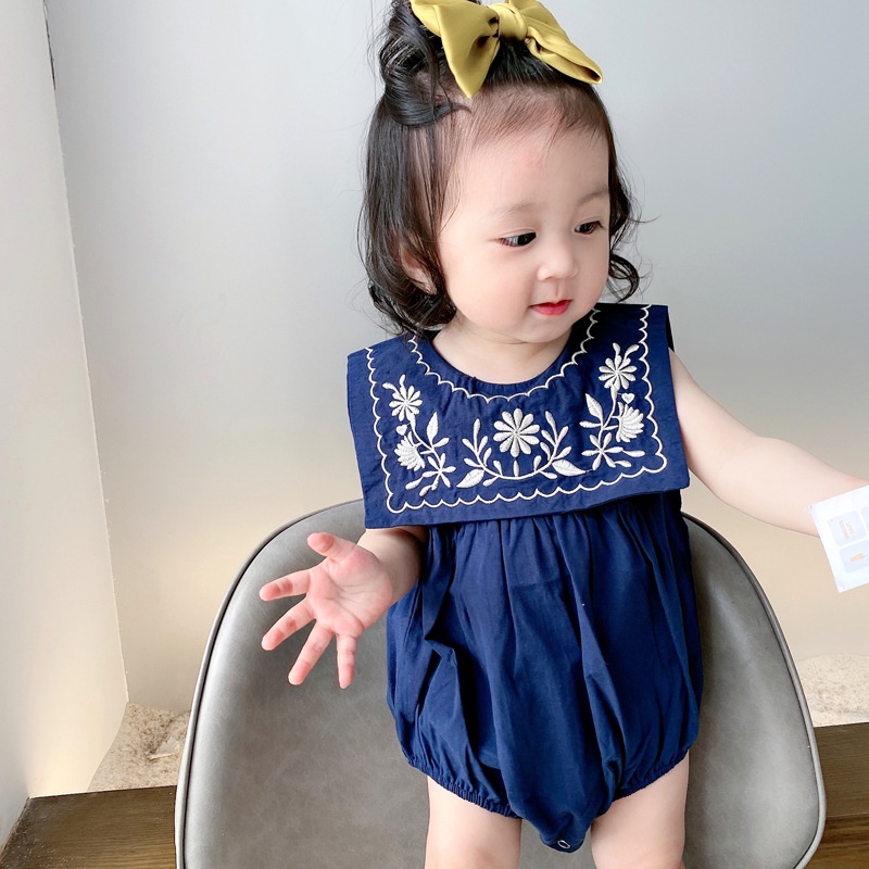 Bộ Áo Liền Quần Cổ Thủy Thủ Không Tay Thời Trang Mùa Hè Cho Bé 2022