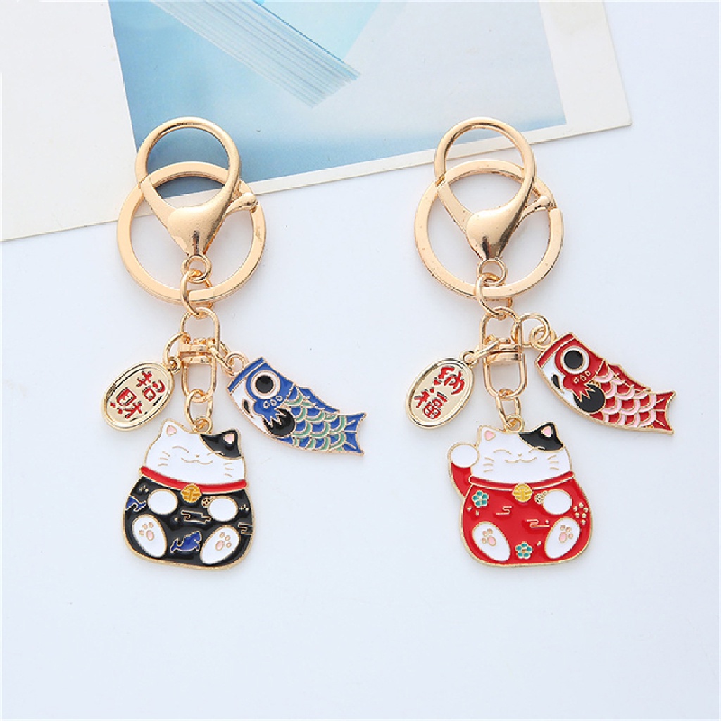 [15 MẪU] Móc khóa mèo Neko Nhật Bản có chuông/ cá Koi/ thẻ bài/ túi tiền - GSK09