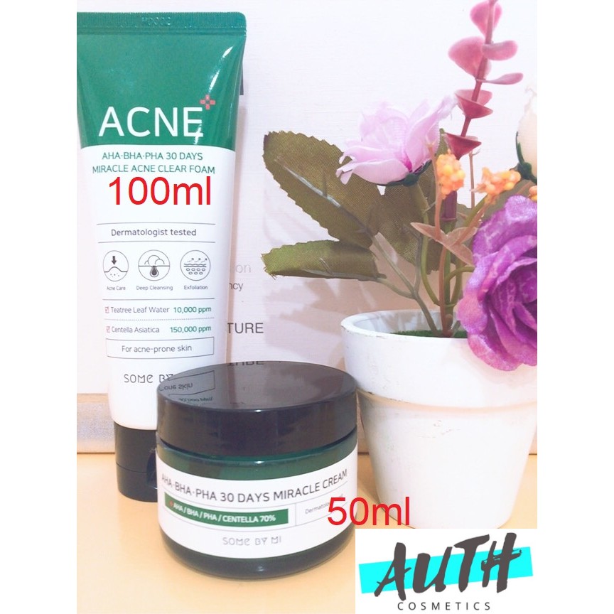 Combo Sữa Rửa Mặt Sạch Sâu và Kem Dưỡng Giảm Mụn SOME BY MI AHA-BHA-PHA 30 DAYS Miracle Chính Hãng HÀN QUỐC